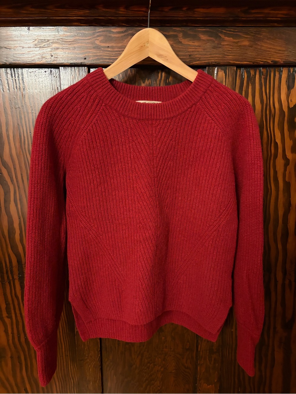 Madewell Cherry Red 100% Cashmere Crewneck Sweater